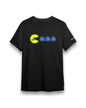 Pacman Print Round Neck T-shirt - Black